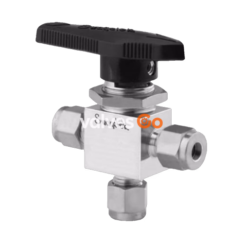 Swagelok HC-43XS4 Alloy C-276 1-Piece 40 Series 3-Way Ball Valve, 0.90 Cv, 1/4 in. Tube Fitting