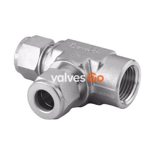 Swagelok SS-10M0-3TFT Female Run Tee, 10 mm Tube OD x 1/4 in. Female NPT, Stainless Steel