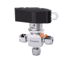 Swagelok SS-43GXS4-LL 1-Piece 40G Series 3-Way Ball Valve, 0.90 Cv, 1/4 in. Swagelok Tube Fitting