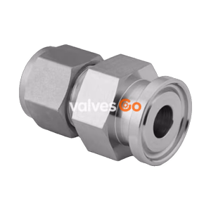Swagelok SS-600-SC-8 316 SS Sanitary Fitting, 3/8 in. Tube OD x 1/2 in. Kwik-Clamp Flange