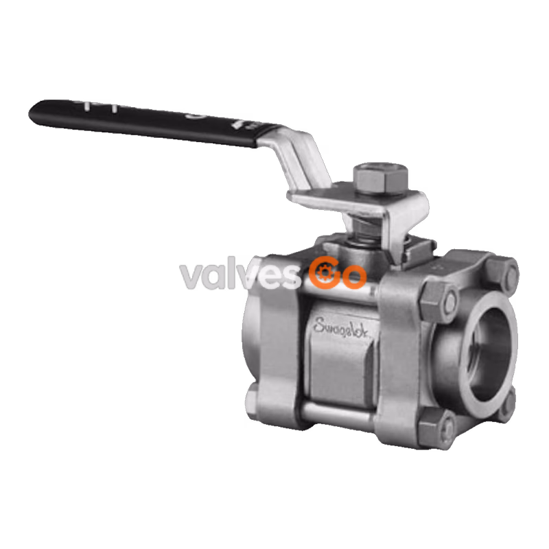 Swagelok SS-65TSW12P 3-Piece 60 Series Ball Valve, Reinforced PTFE Seats, 3/4 in. Pipe Socket Weld
