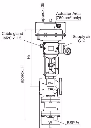 ТЛВ (TLV) CV-COS-20D чертеж с размерами