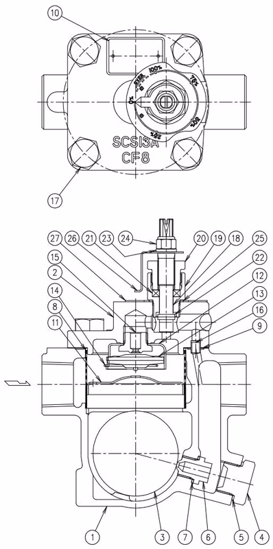 TLV J3S-X-RV cross section and components