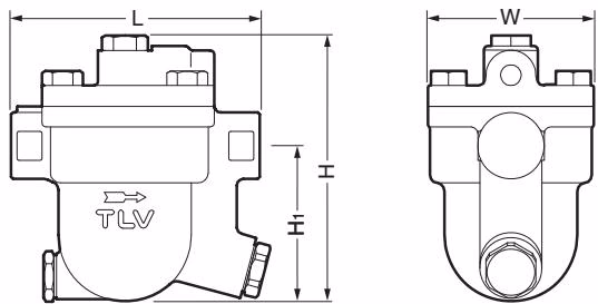 TLV J3S-X S1/S2 TLV J3S-X S1 / J3S-X S2 螺纹连接尺寸图