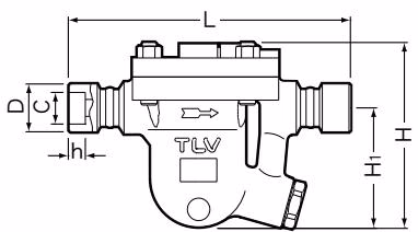 TLV JH5SL-X 承插焊连接尺寸图