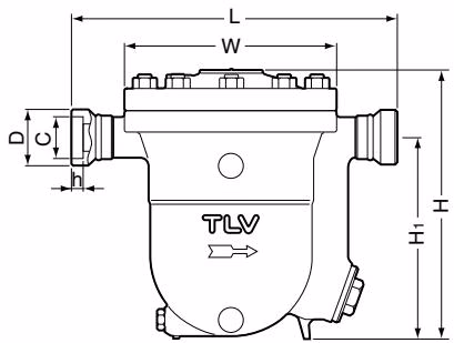 Размеры TLV JH7.5R-B под приварку внахлест