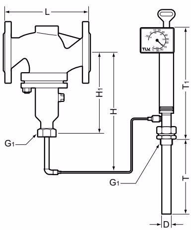 TLV TC2 flanged dimensions diagram