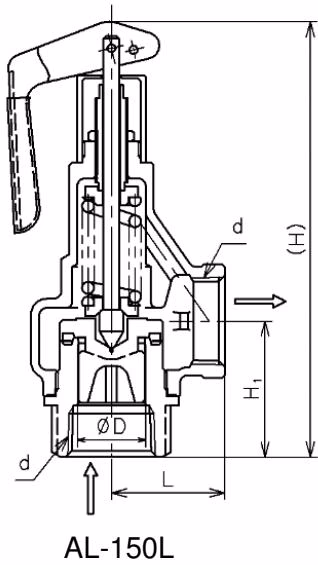 Yoshitake AL-150 safety relief valve dimensions diagram