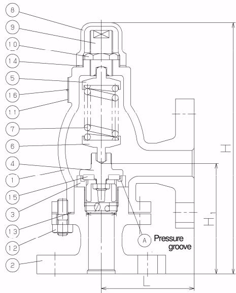 Yoshitake AL-300T safety relief valve parts diagram
