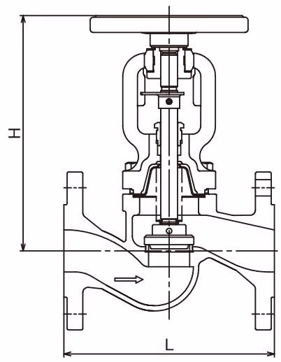 Yoshitake BSV-2EN Manual Bellows Sealed Globe Valve - Dimensional Drawing