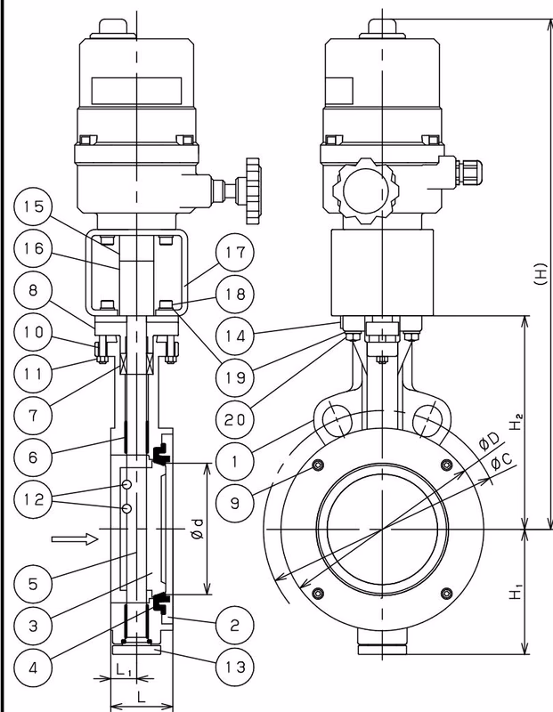 Yoshitake DBFV-1S dimensions drawing