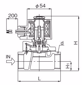 Размерный чертеж электромагнитного клапана Yoshitake DP-16
