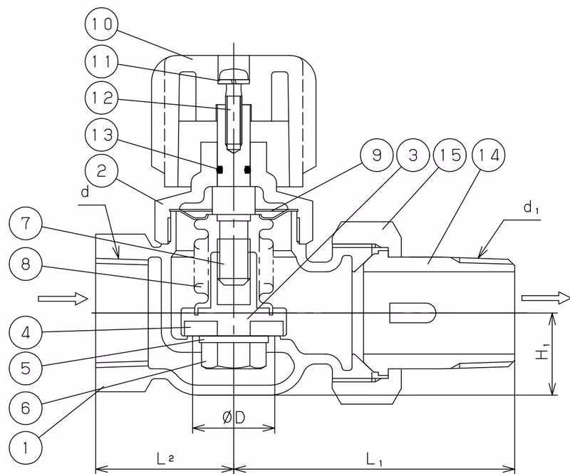 Yoshitake FV-2S straight type radiator valve structural drawing