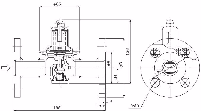 Yoshitake GD-43N-10 flanged connection dimensions