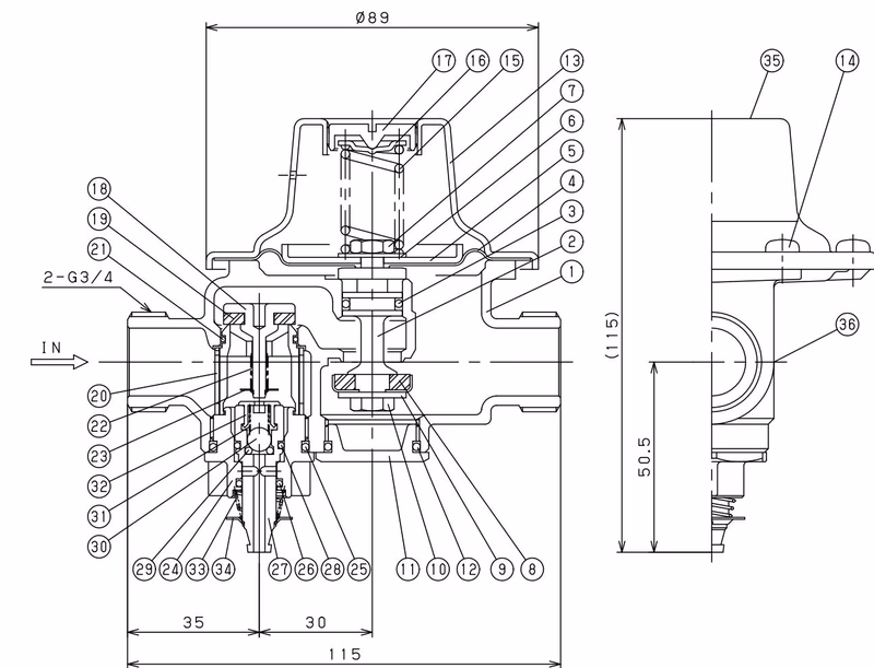 Yoshitake GD-91R-80 cross-section drawing