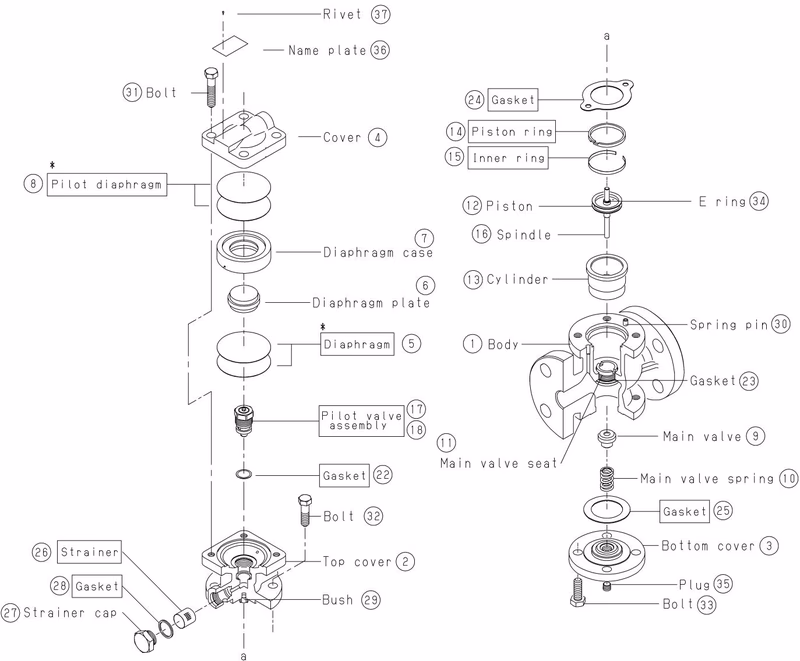 Yoshitake GP-1200 exploded drawing for maintenance and disassembly