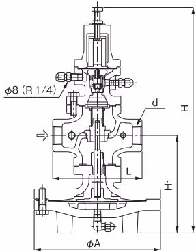 Yoshitake GPR-2000 screwed type dimensional drawing
